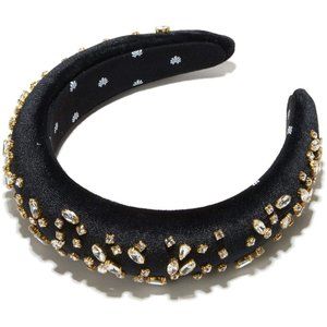 Lele Sadoughi Jet Velvet Crystal Padded Headband
